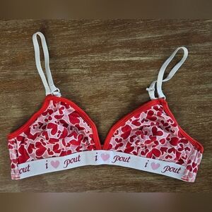 RARE Pout by Victoria's Secret Red Pink White Heart Print Bra Valentines Day Bra